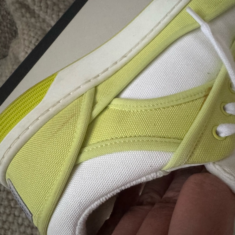 Chanel Fabric Womens Logo Sneakers 37.5 Yellow White - Picture 12 of 12